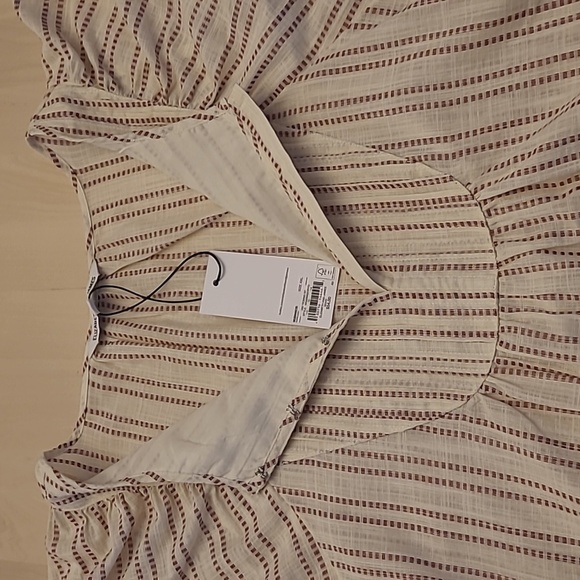 NWT Elizabeth and James Boho Striped Brown and Off-white Peasent Blouse - Picture 6 of 17